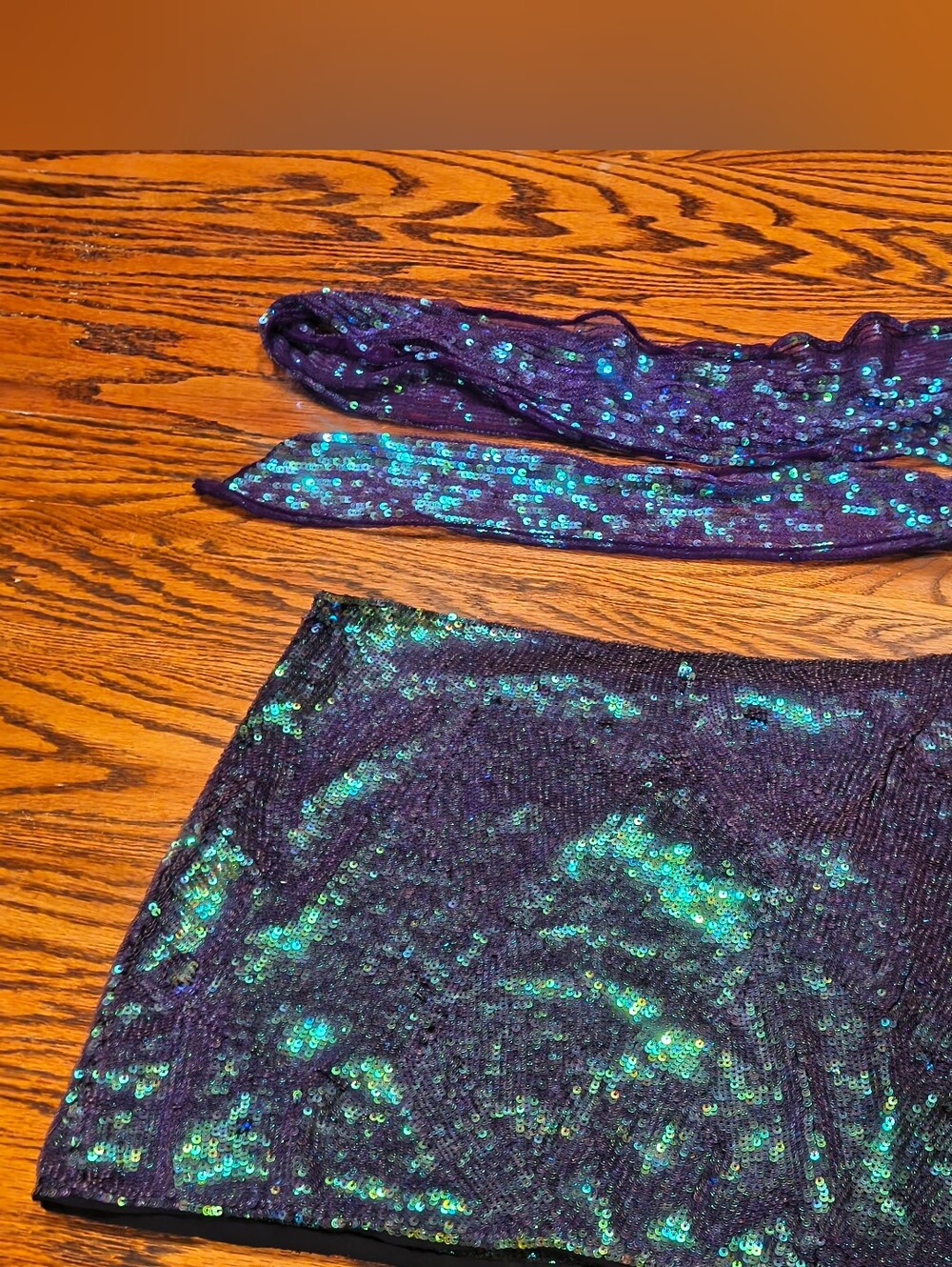 Armani Exchange Sequin Mini Skirt With Scarf